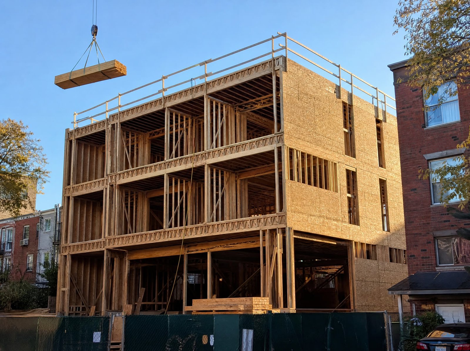 Multi-story wood framing, exterior